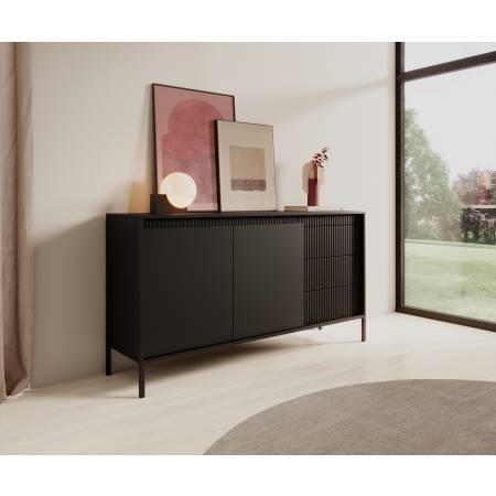 Komoda ryflowana 3-drzwiowa SONEO czarna